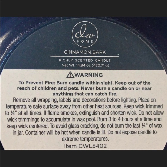 DW HOME CINNAMON BARK CANDLE WOOD WICK SCENTED NEW - Picture 3 of 3